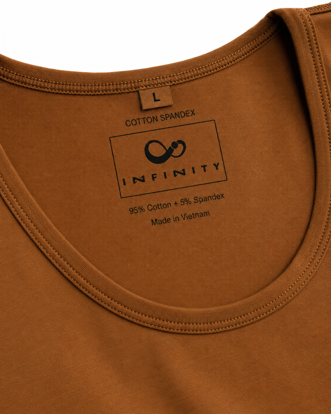 Essential Cotton Stretch Tank Top Brown - Label